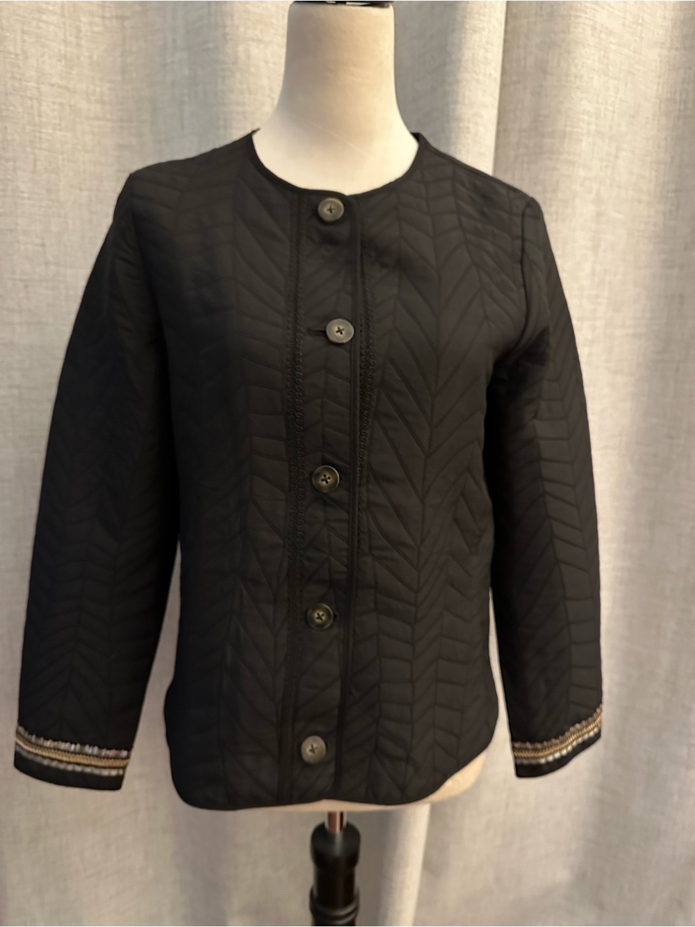 Chico's Black Quilted Chevron Jacket
